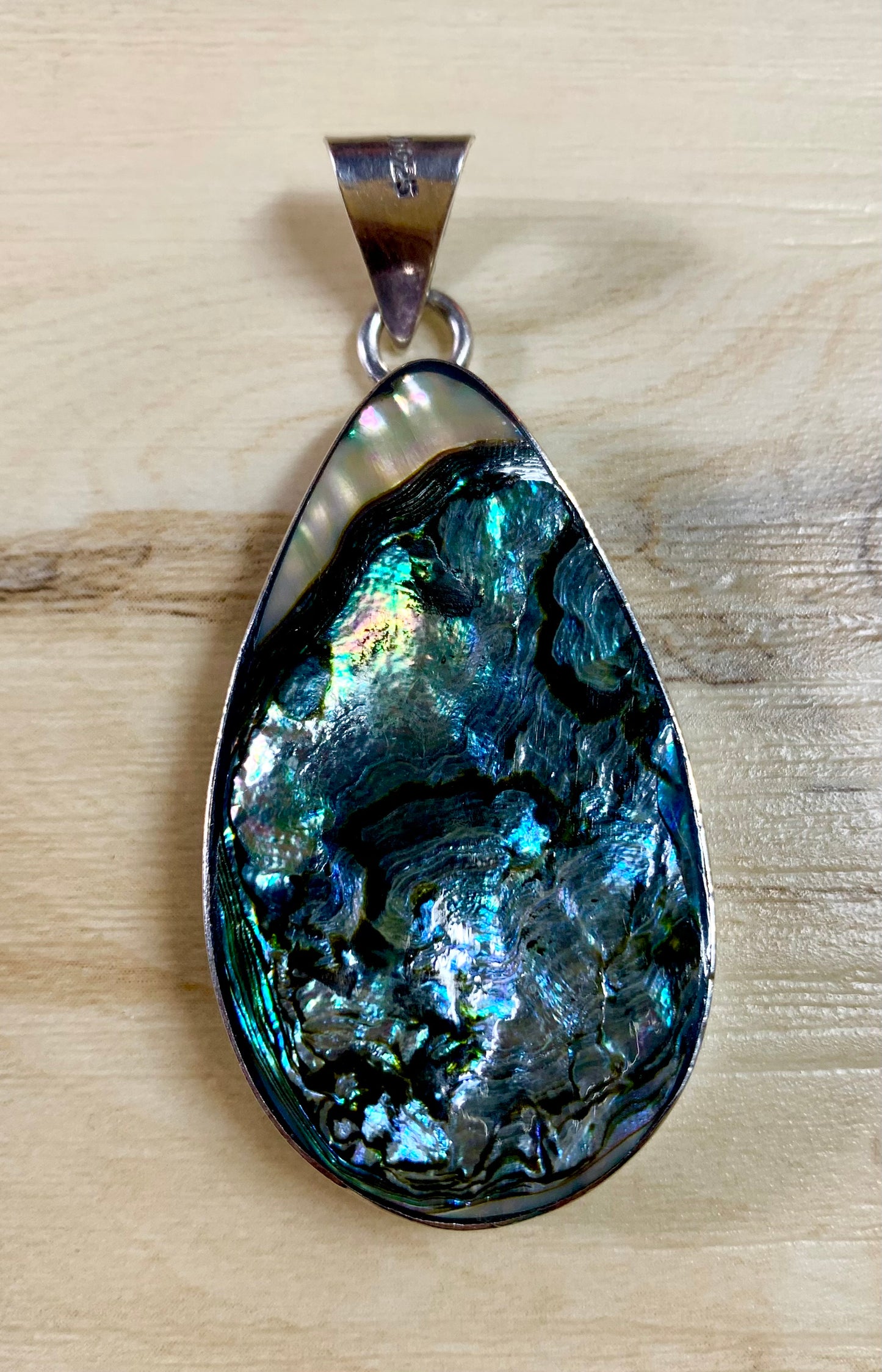 Large Sterling Silver Made in Mexico Abalone Pendant