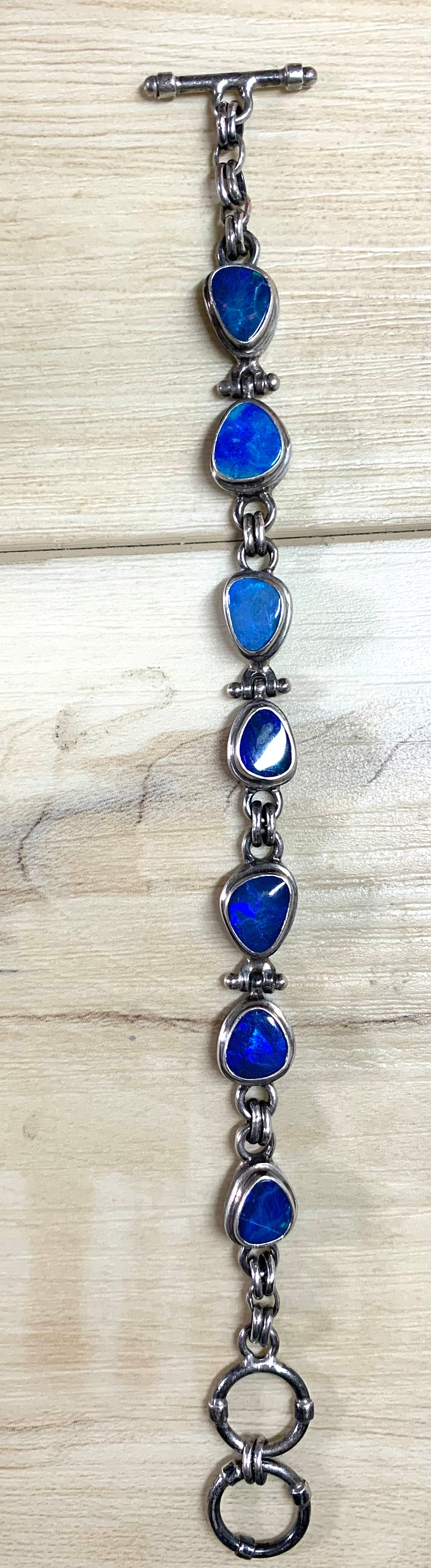 Sarda 925 Australian Blue Opal Link Bracelet